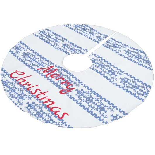 Cute Blue Snowflakes Pattern Thunder_Cove Kerstboom Rok (Gekanteld)