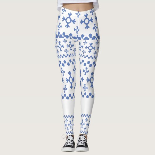 Cute Blue Snowflakes Pattern Thunder_Cove Leggings (Voorkant)