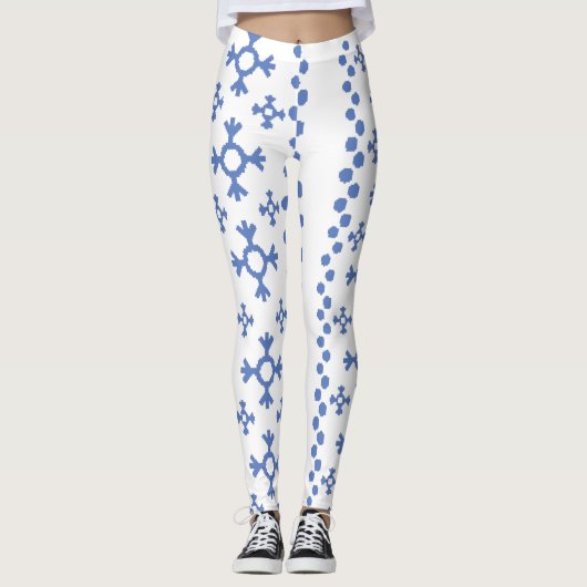 Cute Blue Snowflakes Pattern Thunder_Cove Leggings (Voorkant)