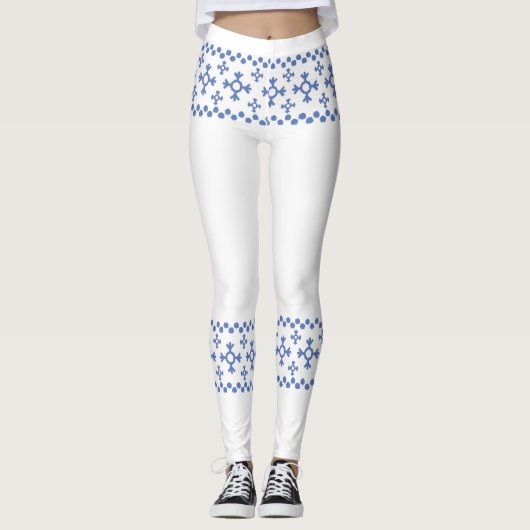 Cute Blue Snowflakes Pattern Thunder_Cove Leggings (Voorkant)