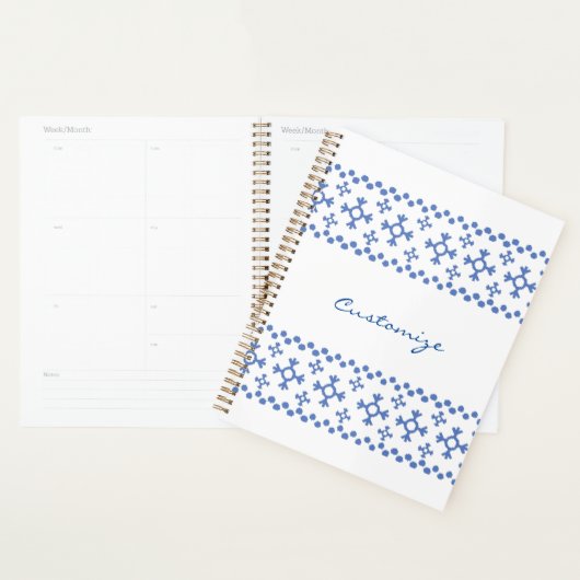 Cute Blue Snowflakes Pattern Thunder_Cove Planner (Display)