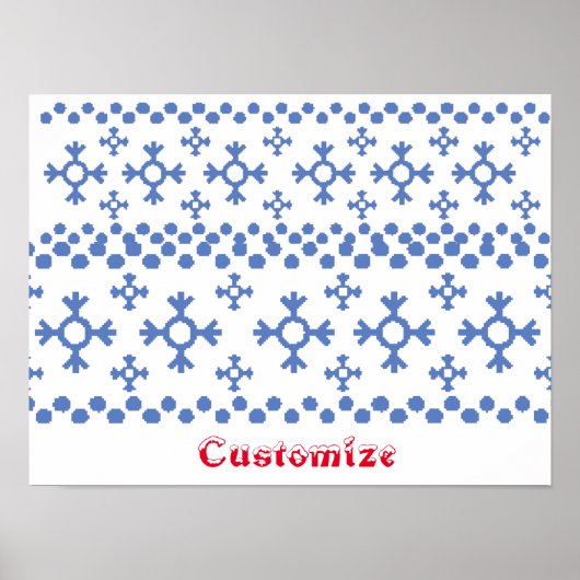 Cute Blue Snowflakes Pattern Thunder_Cove Poster (Voorkant)