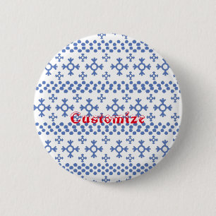 Cute Blue Snowflakes Pattern Thunder_Cove Ronde Button 5,7 Cm