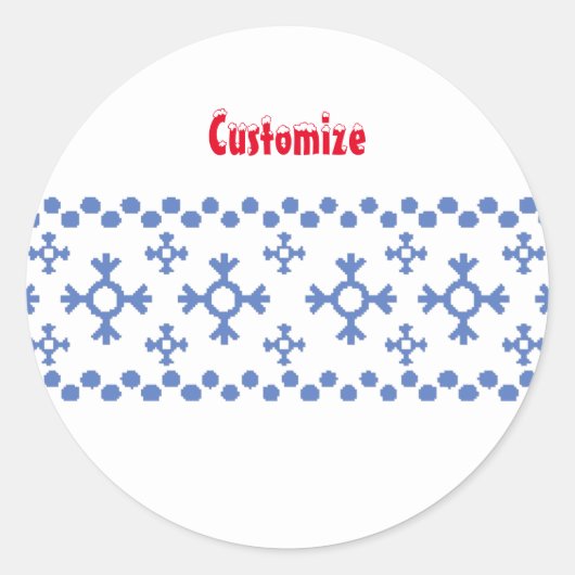 Cute Blue Snowflakes Pattern Thunder_Cove Ronde Sticker (Voorkant)