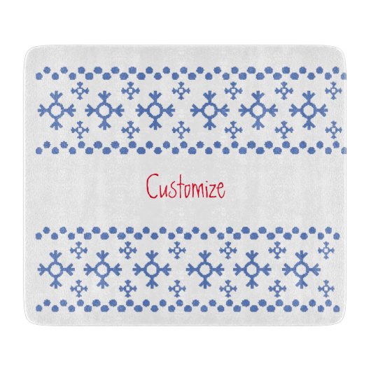 Cute Blue Snowflakes Pattern Thunder_Cove Snijplank (Voorkant)