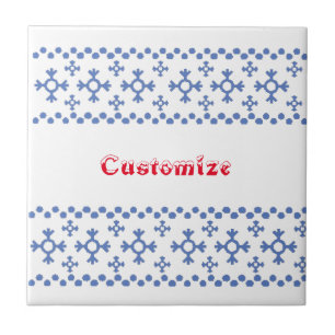 Cute Blue Snowflakes Pattern Thunder_Cove Tegeltje