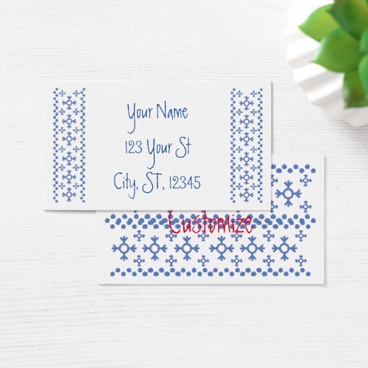 Cute Blue Snowflakes Pattern Thunder_Cove Visitekaartje (Bureau)