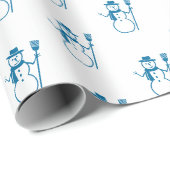 Cute  Blue Snowman Drawing Cadeaupapier (Rol Hoek)
