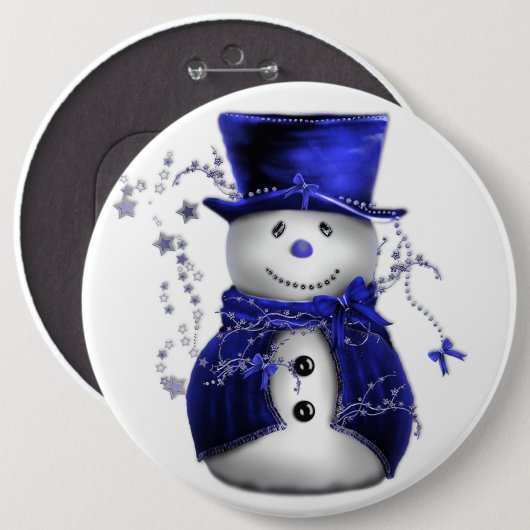 Cute Blue Snowman-kerstButton Ronde Button 6,0 Cm (Voorkant /achterkant)