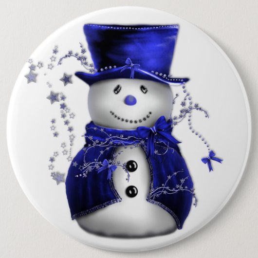 Cute Blue Snowman-kerstButton Ronde Button 6,0 Cm (Voorkant)
