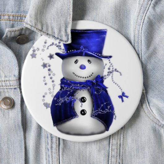 Cute Blue Snowman-kerstButton Ronde Button 6,0 Cm (In situ)