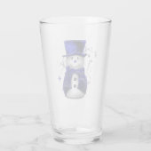 Cute Blue Snowman Kerstmis Glas (Achterkant)