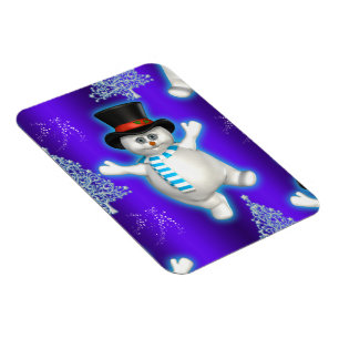 Cute Blue Snowman Kerstmis Magneet
