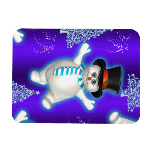 Cute Blue Snowman Kerstmis Magneet (Horizontaal)
