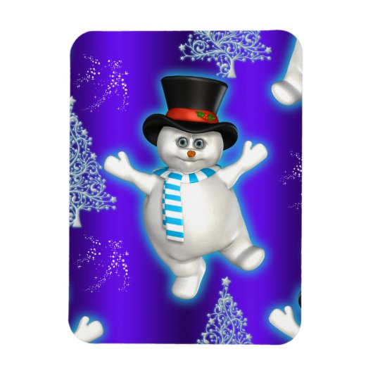 Cute Blue Snowman Kerstmis Magneet (Verticaal)