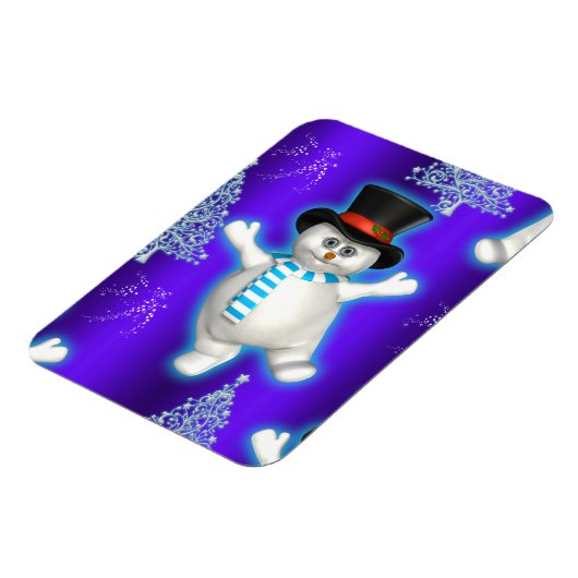 Cute Blue Snowman Kerstmis Magneet (Linkerzijde)