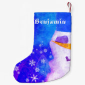 Cute Blue Snowman met Snowflakes Kinder Kleine Kerstsok (Achterkant)