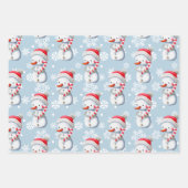 Cute Blue Snowman Snowflakes Christmas  Inpakpapier Vel (Voorkant)