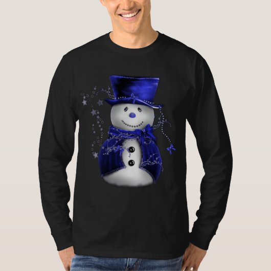 Cute Blue Snowman T-shirt (Voorkant)