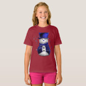 Cute Blue Snowman T-shirt (Voorkant volledig)
