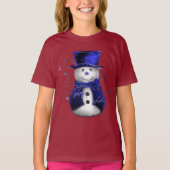 Cute Blue Snowman T-shirt (Voorkant)
