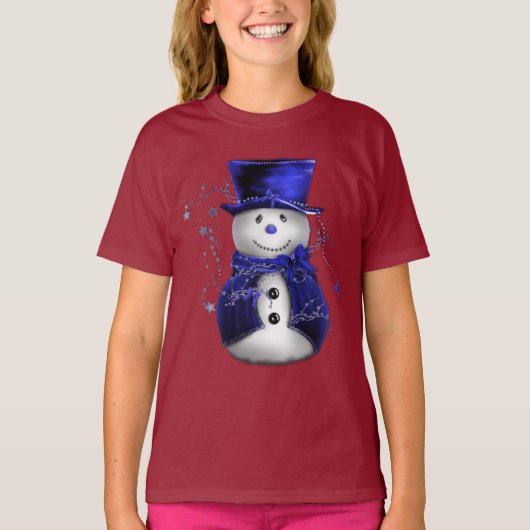 Cute Blue Snowman T-shirt (Voorkant)