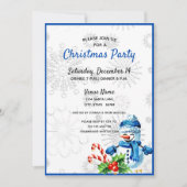Cute Blue Snowman - Uitnodiging voor Kerstmis (Voorkant)
