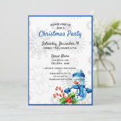 Cute Blue Snowman - Uitnodiging voor Kerstmis (Staand voorkant)