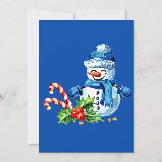 Cute Blue Snowman - Uitnodiging voor Kerstmis (Achterkant)