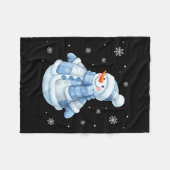Cute Blue Snowman With Snowflakes Winter Christmas Fleece Deken (Voorkant (Horizontaal))