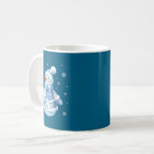 Cute Blue Snowman With Snowflakes Winter Christmas Koffiemok (Voorkant links)