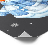 Cute Blue Snowman With Snowflakes Winter Christmas Poster (Hoek)
