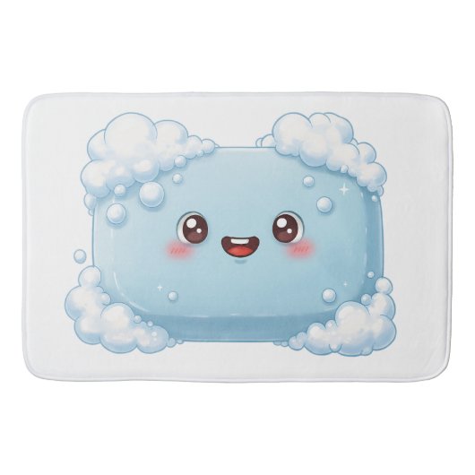 Cute Blue Soap Bar with Bubbles Badmat (Voorkant)