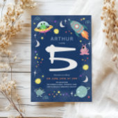 Cute Blue Space Alien Monster Boys Birthday Kaart