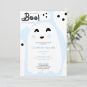 Cute blue spoken Halloween boe baby shower Kaart (Staand voorkant)