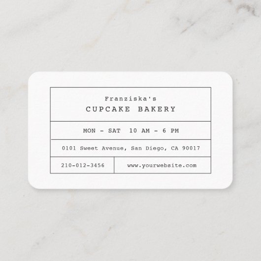 Cute Blue Sprinkles Cupcake Bakery Visitekaartje (Achterkant)