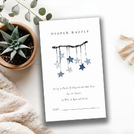 Cute Blue Star Mobile Diaper Baby shower Raffle Informatiekaartje