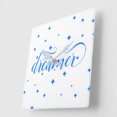 Cute Blue Starry Little Dreamweaver Vierkante Klok (Hoek)