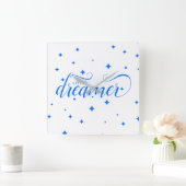 Cute Blue Starry Little Dreamweaver Vierkante Klok (Huis)