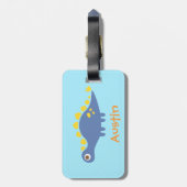 Cute Blue Stegosaurus Dinosaur Kinder Bagagelabel (Achterkant verticaal)