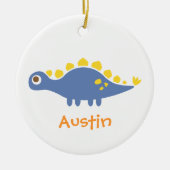 Cute Blue Stegosaurus Dinosaur voor kinderen Keramisch Ornament (Voorkant)