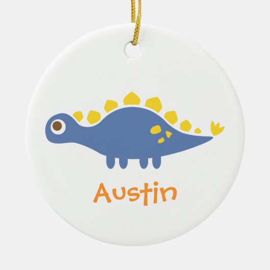 Cute Blue Stegosaurus Dinosaur voor kinderen Keramisch Ornament (Voorkant)