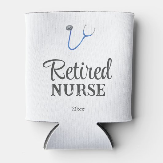 Cute Blue Stethoscope Retired Nurse Blikjeskoeler (Voorkant)