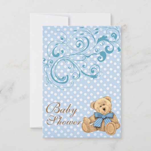 Cute Blue Stippen Baby Borrelkaart Uitnodiging (Voorkant)