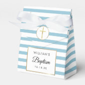 Cute Blue Stripe Baptism Christening Favor Box Bedankdoosjes (Voorkant Zijde)