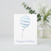 Cute Blue Striped Ballon - Kinderen van zaterdag Briefkaart (Staand voorkant)