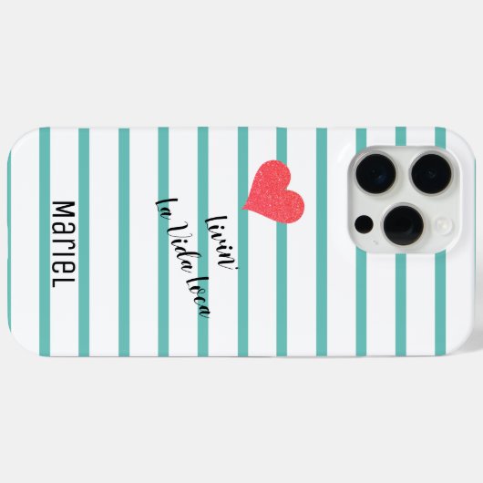 Cute Blue Striped La Vida Loca Case-Mate iPhone Case (Achterkant (horizontaal))