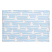 Cute Blue Striped Rabbit Pattern Kussensloop (Achterkant-Links)