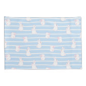 Cute Blue Striped Rabbit Pattern Kussensloop (Achterkant-Rechts)