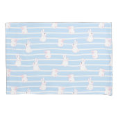 Cute Blue Striped Rabbit Pattern Kussensloop (Voorkant-Links)
